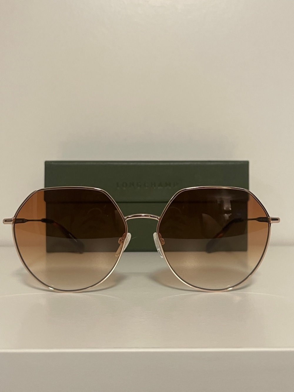 NWOT Longchamp Women's 60mm Rose Gold Sunglasses LO154S-773